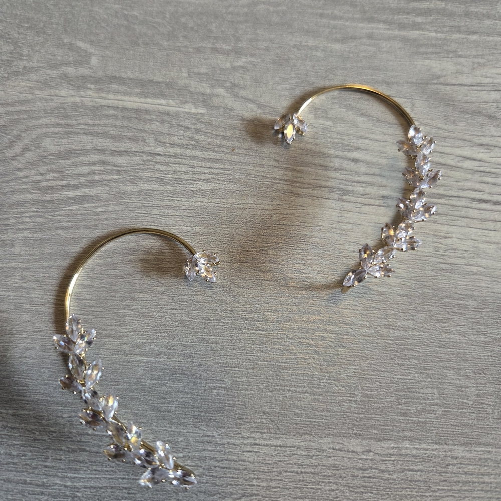Elegant Gold Ear Cuffs with Crystal Details